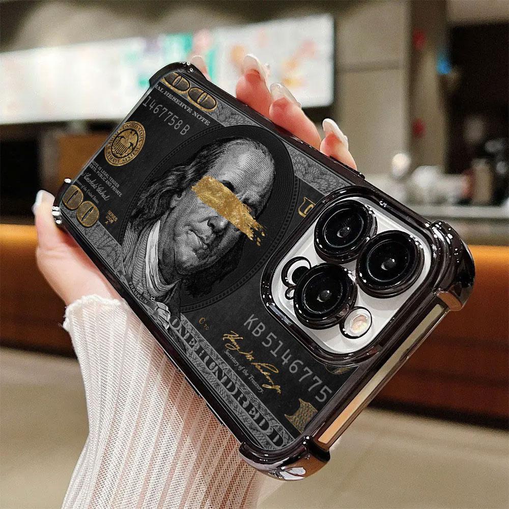 Black Dollar Time Is Money Phone Case for iPhone 11 13 15 16 17 Pro Max 14 Plus 17Air 16E 13 Pro 12 Mini 17Pro Soft Clear Cover
