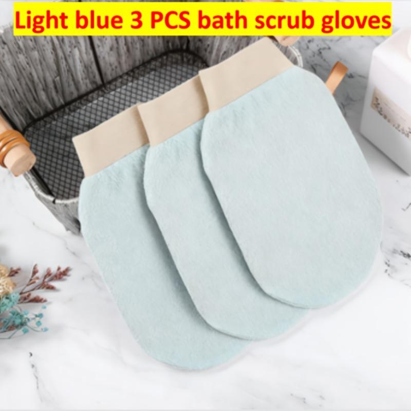 3pcs Exfoliating Bath Gloves for Back and Body Scrub, Multi-Color Options, Scrubbing Washcloths for Home Use