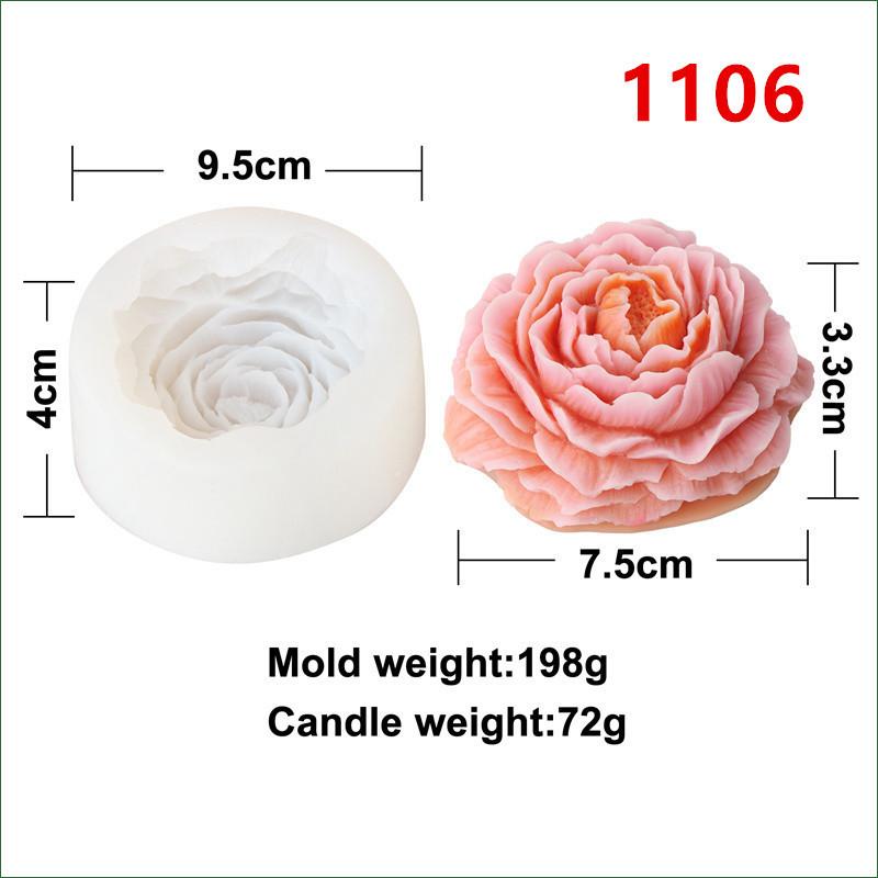 Peony Flower Silicone Soap Molds 3D Resin Candle Molds Flower Fondant Silicone Mold for Handmade Cake Decoration Cupcake Jelly C