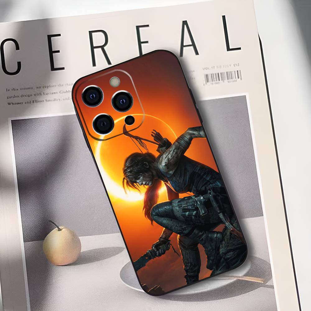 

L-Lara Croft T-Tomb R-Raider Phone Case For iPhone 17,16,15,14,13,12,11 Plus,Pro Max,XS,Soft Black Cover iPhone13PROMAX