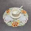 Embroidery Placemat European Pastoral Embroidery Fabric Non-slip Insulation Table Mat Home Decoration