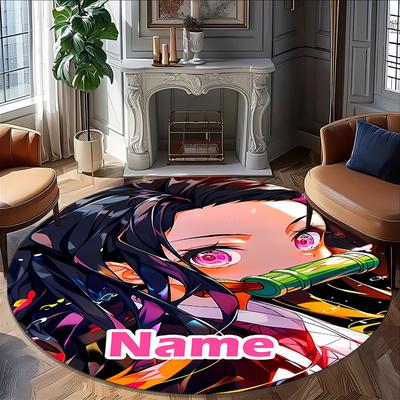Personalized Demon Slayer Round Chair Office Rug - Perfect for Mat, Office Chair & More - Ideal Gift for Birthdays and Holidays