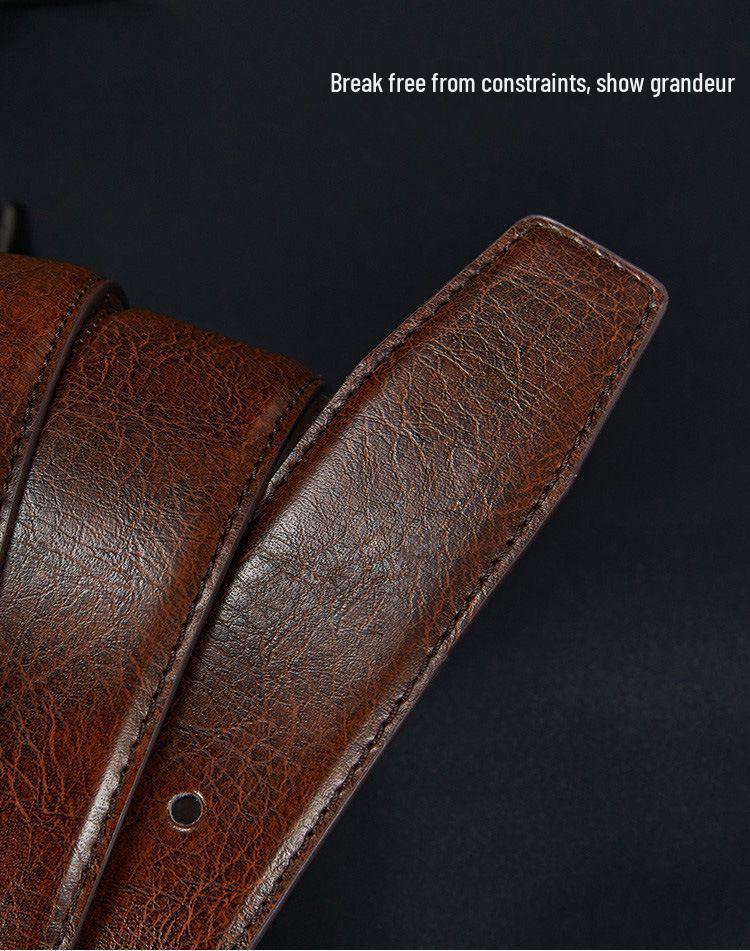 Men's Genuine Leather Belt - High-End Business & Casual Style, Needle Buckle, Suitable for Middle-Aged and Young Men.