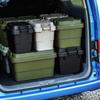 RISU Trunk Cargo Storage Box, 50L, Black, Made in Japan, TC-50S, Stackable, Waterproof, for Outdoor Storage, Camping, GHON108