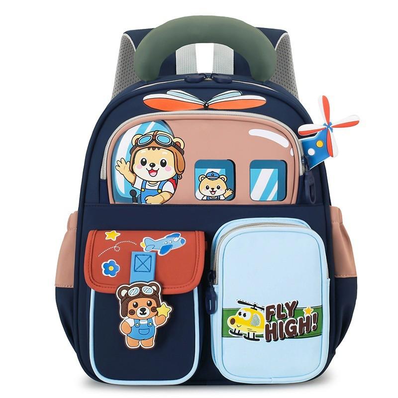 Kids Backpack Preschool Kindergarten Lightweight Dual-Shoulder Bag With Air-Padded Straps Breathable Nylon Cute Cartoon
