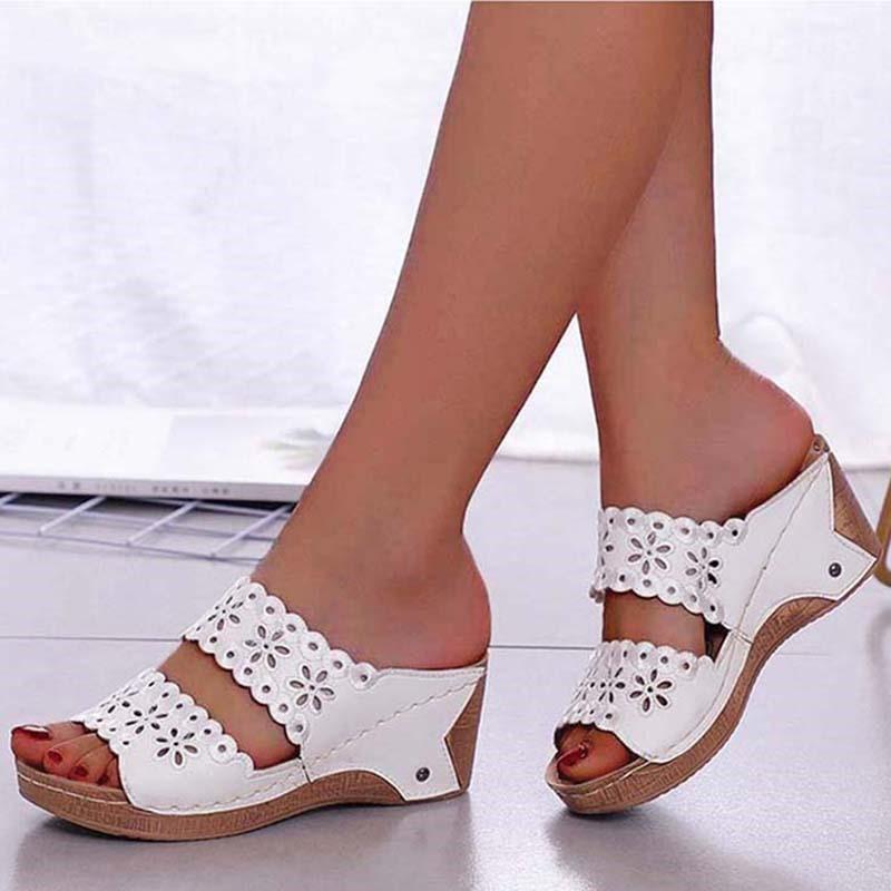 Fashion Summer Women Shoes Sandals Non-Slip Women Shoe Slip On Women's Sandals Wedge Sandals Ladies Retro Footwear Slippers Women