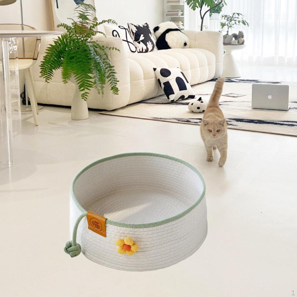 Cat Bed Cotton Rope Handwoven Furniture Protection Easy To Clean Universal Sleeping House Cute Style