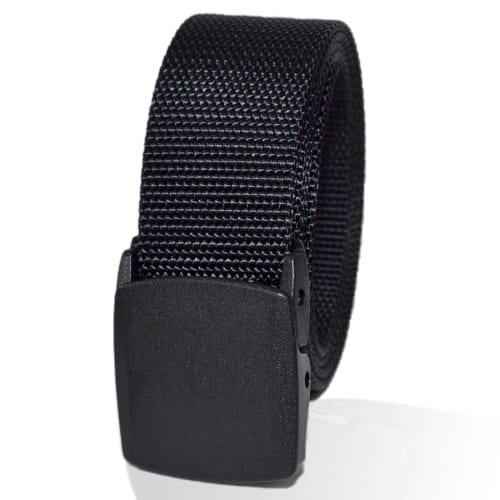 Made in Japan, this durable, sturdy, industrial-grade nylon sling belt features a non-metallic buckle, YKK 40mm, no holes, one size fits most, and is