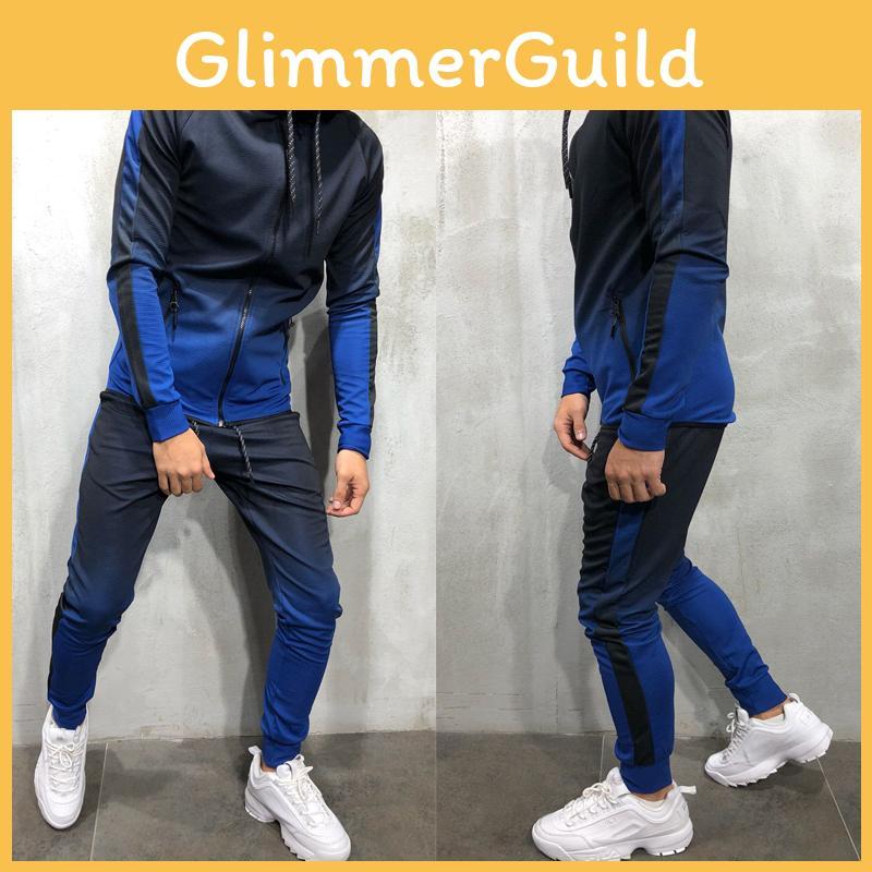 Zestaw dresu męskiego premium 2-częściowy bluza z kapturem i joggery o kroju slim fit i z kieszeniami zapinanymi na zamek