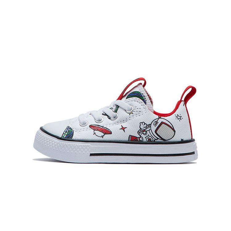 Converse Chuck Taylor All Star Superplay Canvas Cartoon Astronaut Print Velcro Durable Breathable Low Top Walker Shoes Baby Sneaker White 765644C