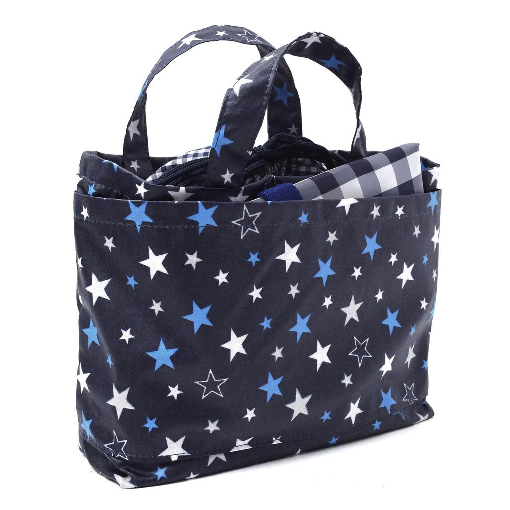 COLORFUL CANDY STYLE Deodorizing Diaper Pouch Diaper Pouch Tote Brilliant Navy & (Drawstring Type) 2-Piece Set, Star, Blue, B8001800-BTR