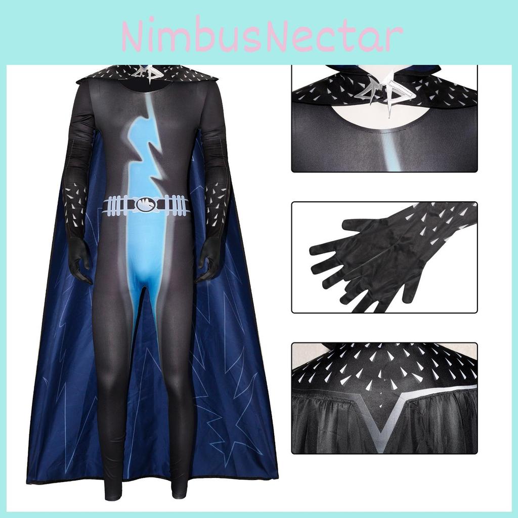 Megamind Cosplay Halloween Jumpsuit Cloak Set Performance Costume Adult For