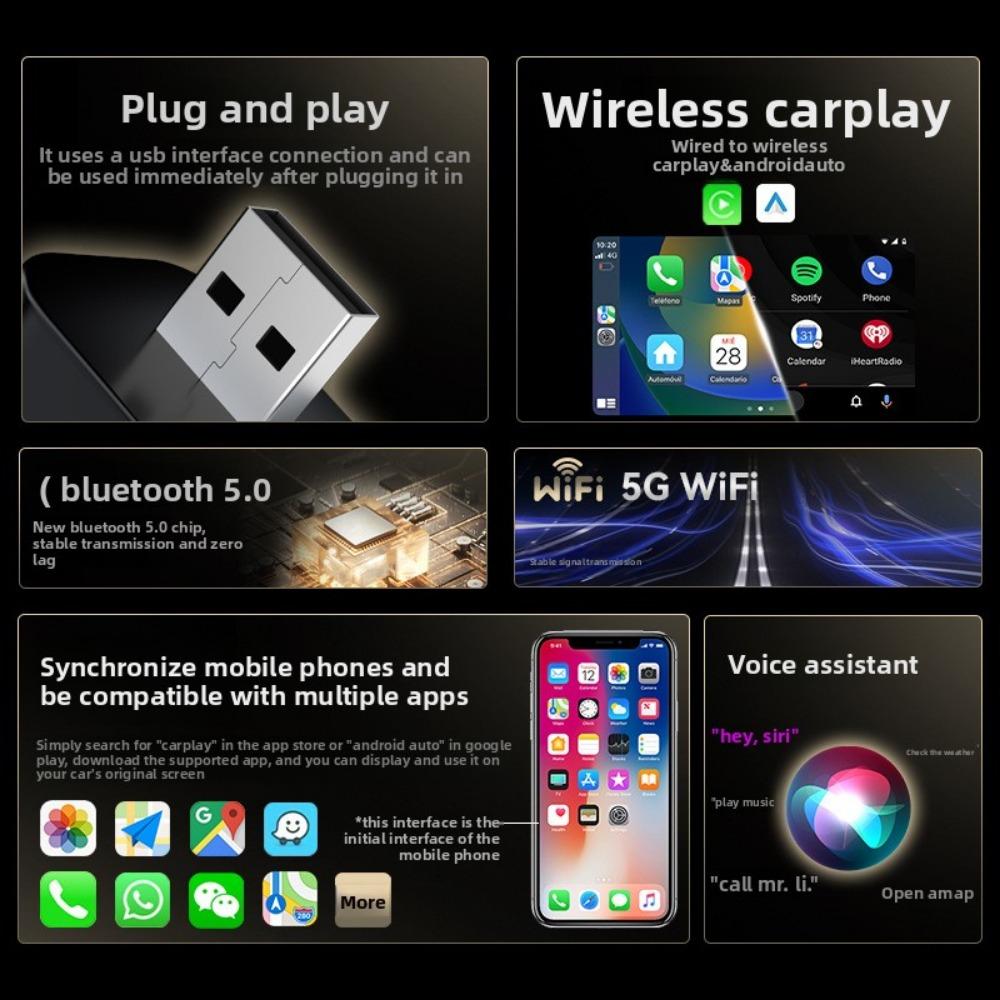 Wireless CarPlay Adapter Short Design Smart Android Auto CarPlay Box for Seamless Connectivity