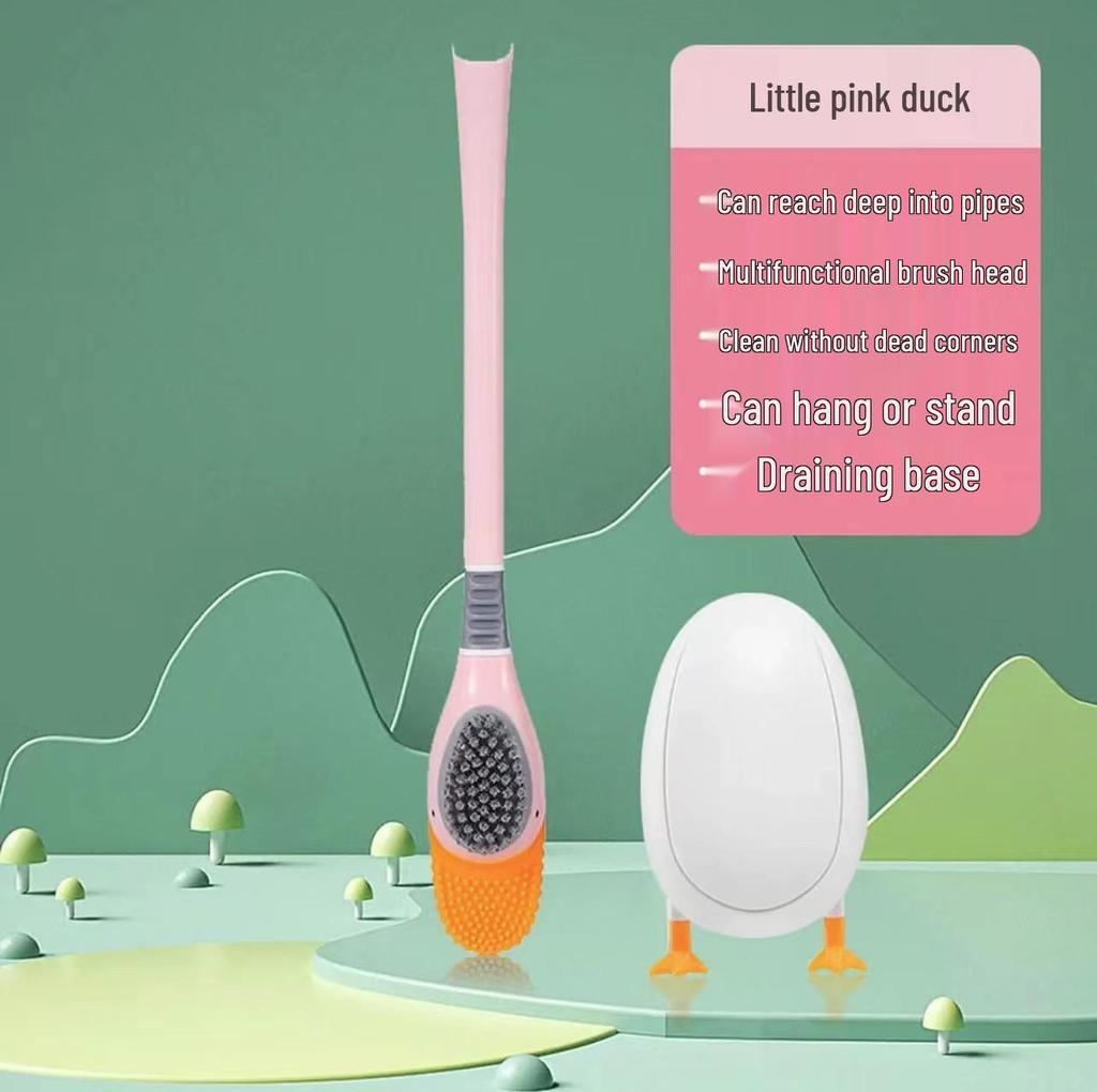 Duck Toilet Brush: Silicone, No-Drill, Wall-Mounted, Bathroom Cleaning Tool