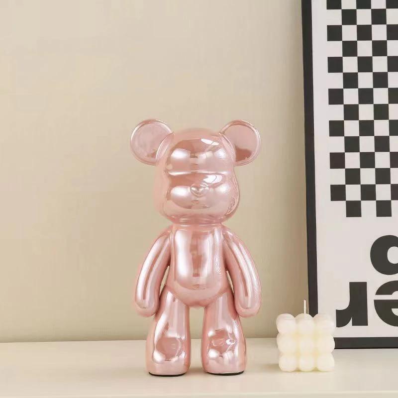 Ceramic 27cm Colorful Plating Bear Sculpture Home Living Room Desktop Decorative Statue New House Interior Decoration Ornaments
