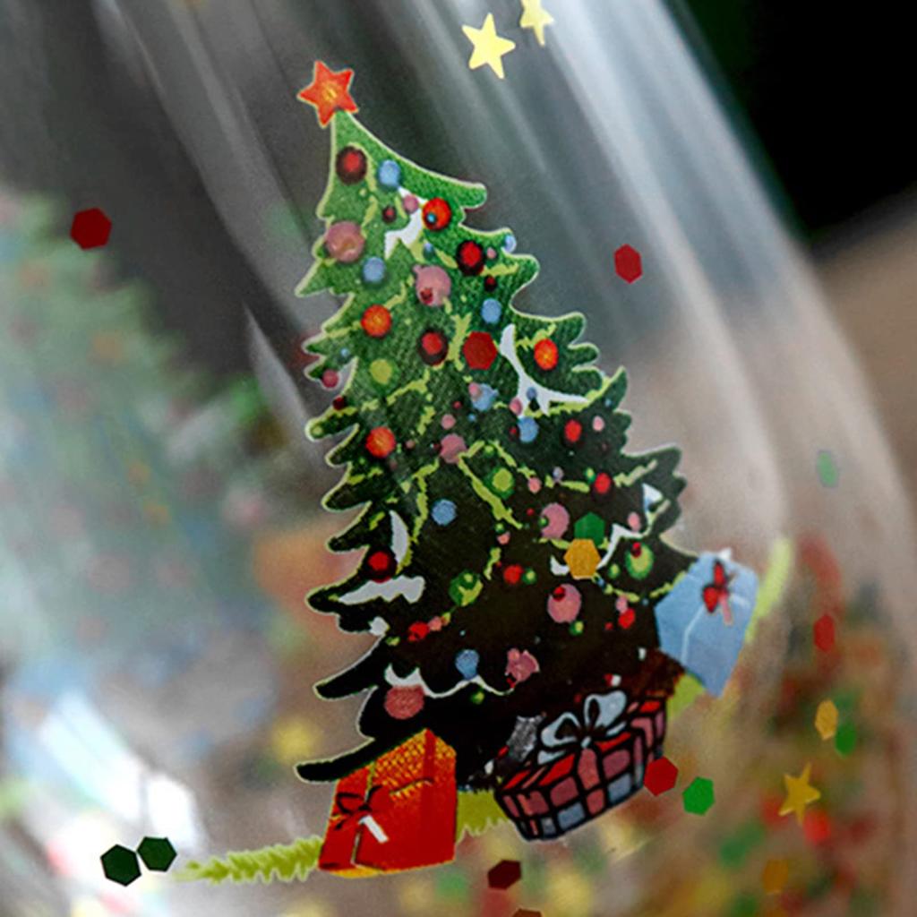 2 ks 10oz Bezkmenové sklenice na víno s vánočním stromkem: Třpytivé flitry, Dvojstěnná izolace | Slavnostní přípitky a sváteční veselí!