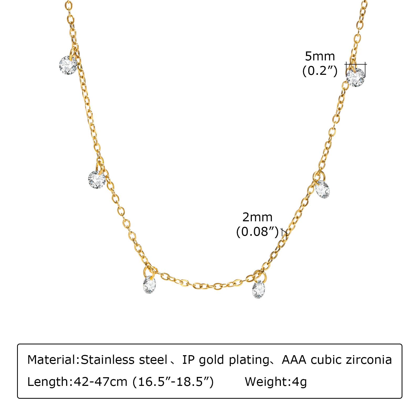 

Chic CZ Stone Chain Necklaces For Women, Stainless Steel AAA Cubic Zirconia Pendant Necklace, Trendy Jewelry To MOM Girls Lover