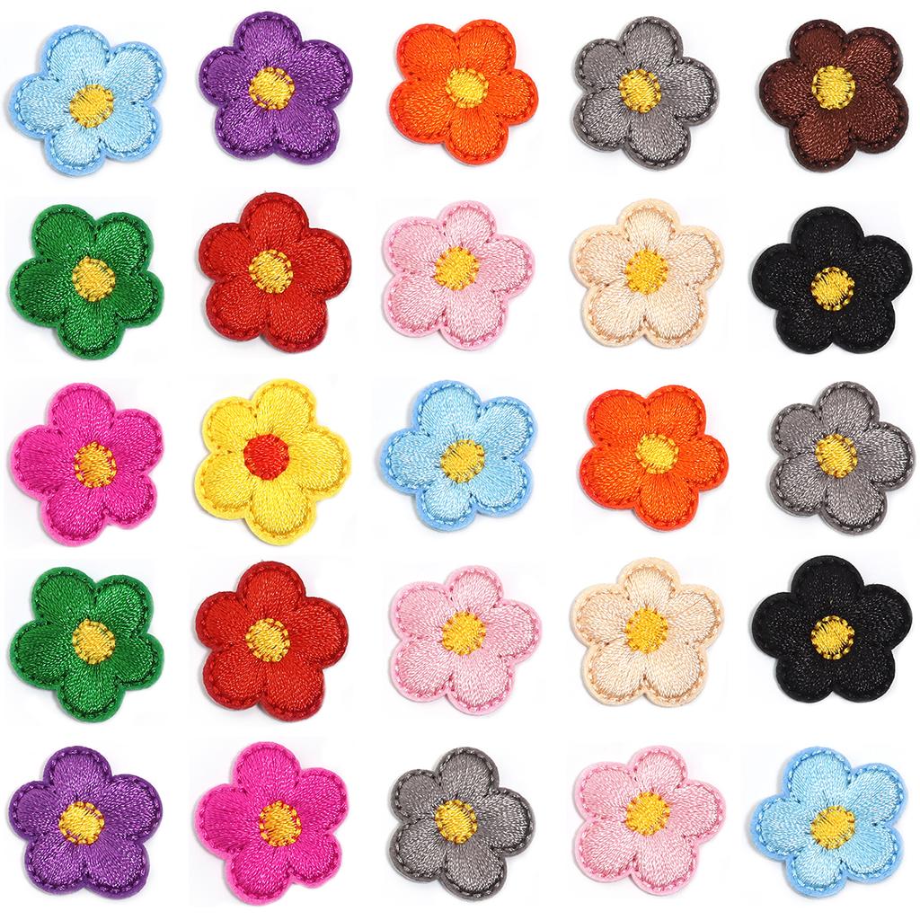 10Pcs Mini Flower Appliques Colorful Embroidery Cloth Patches Sticker DIY Crafts Clothing Headwear Dress Bags Sewing Accessories