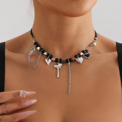 Fashion Necklace, Hip-hop Bead, Heart-shaped Tassel Necklace, Women's