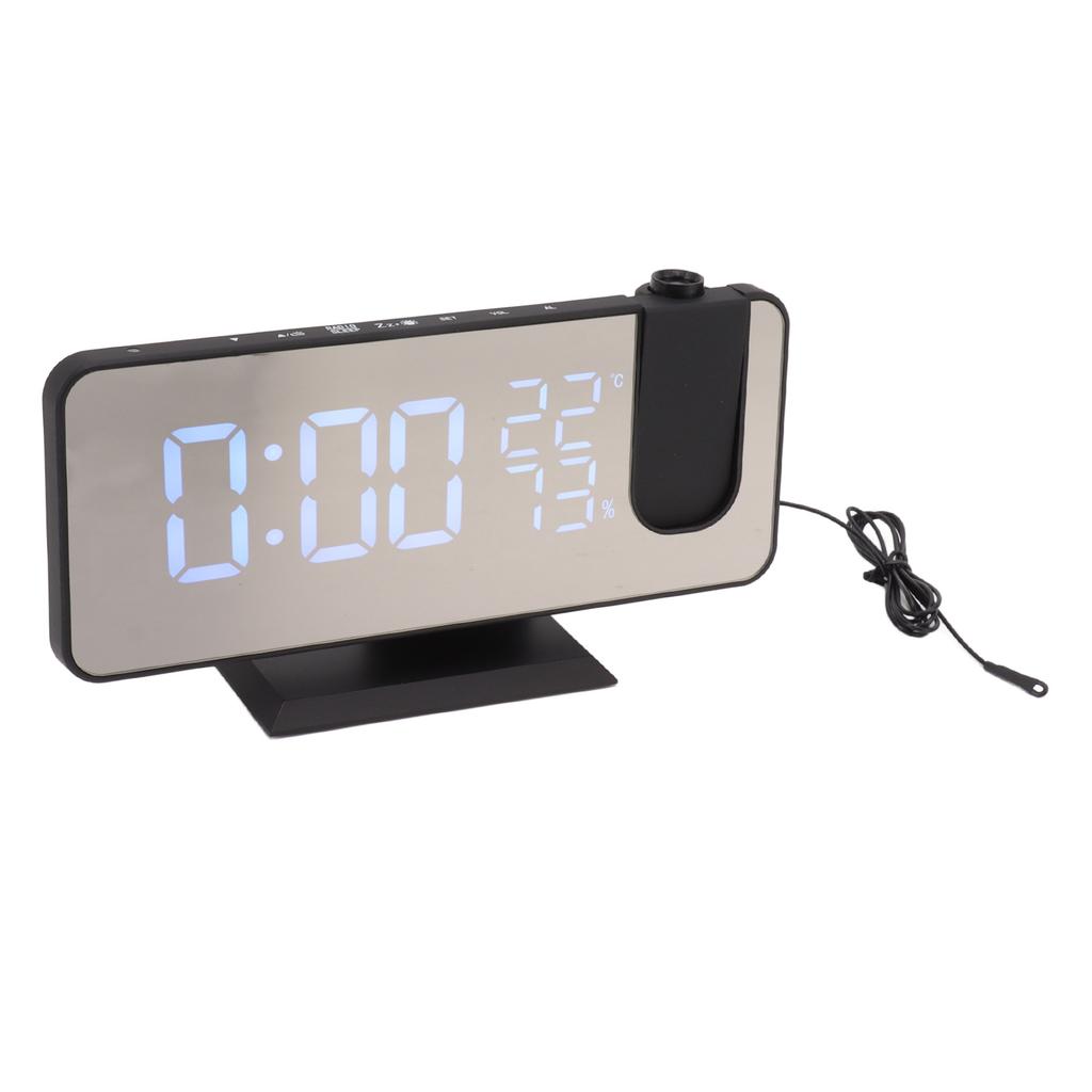 FM Radio LED Digital Smart Alarm Clock LED Digital Projection Alarm Clock for Bedroom Bedside Black