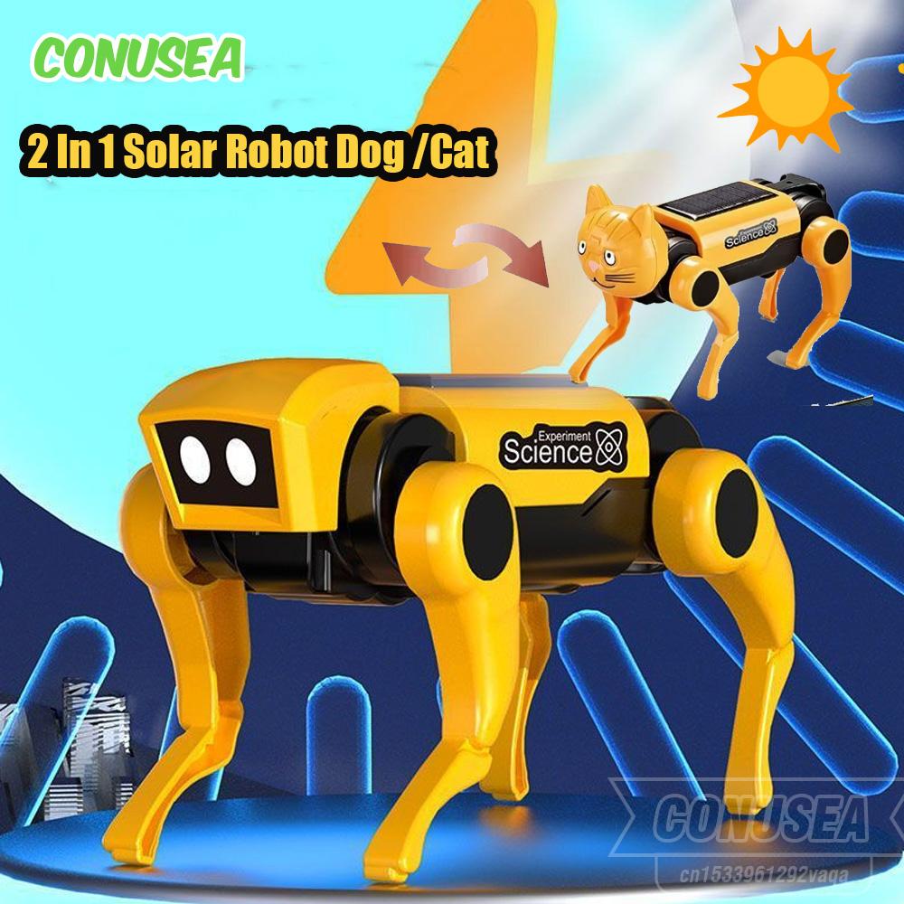 2 In 1 Solar Robot Dog Puppy Cat Science Experiment Diy Assembly Learning Education Robots Technological Gadgets Kit For Kids