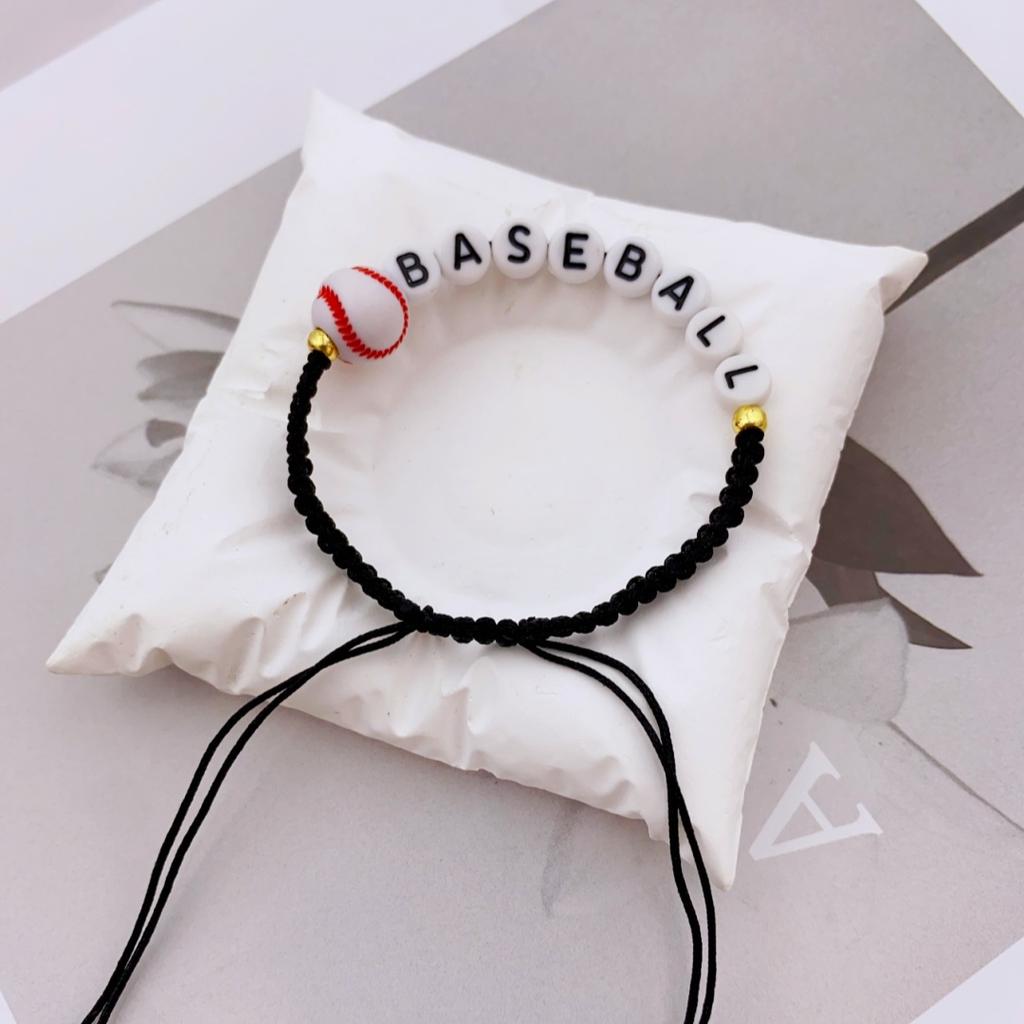 Pulsera de Cuentas Deportivas Hecha a Mano Única para Adolescentes - Voleibol, Baloncesto, Fútbol, Béisbol y Tenis Pulsera de Nudo de Cordón
