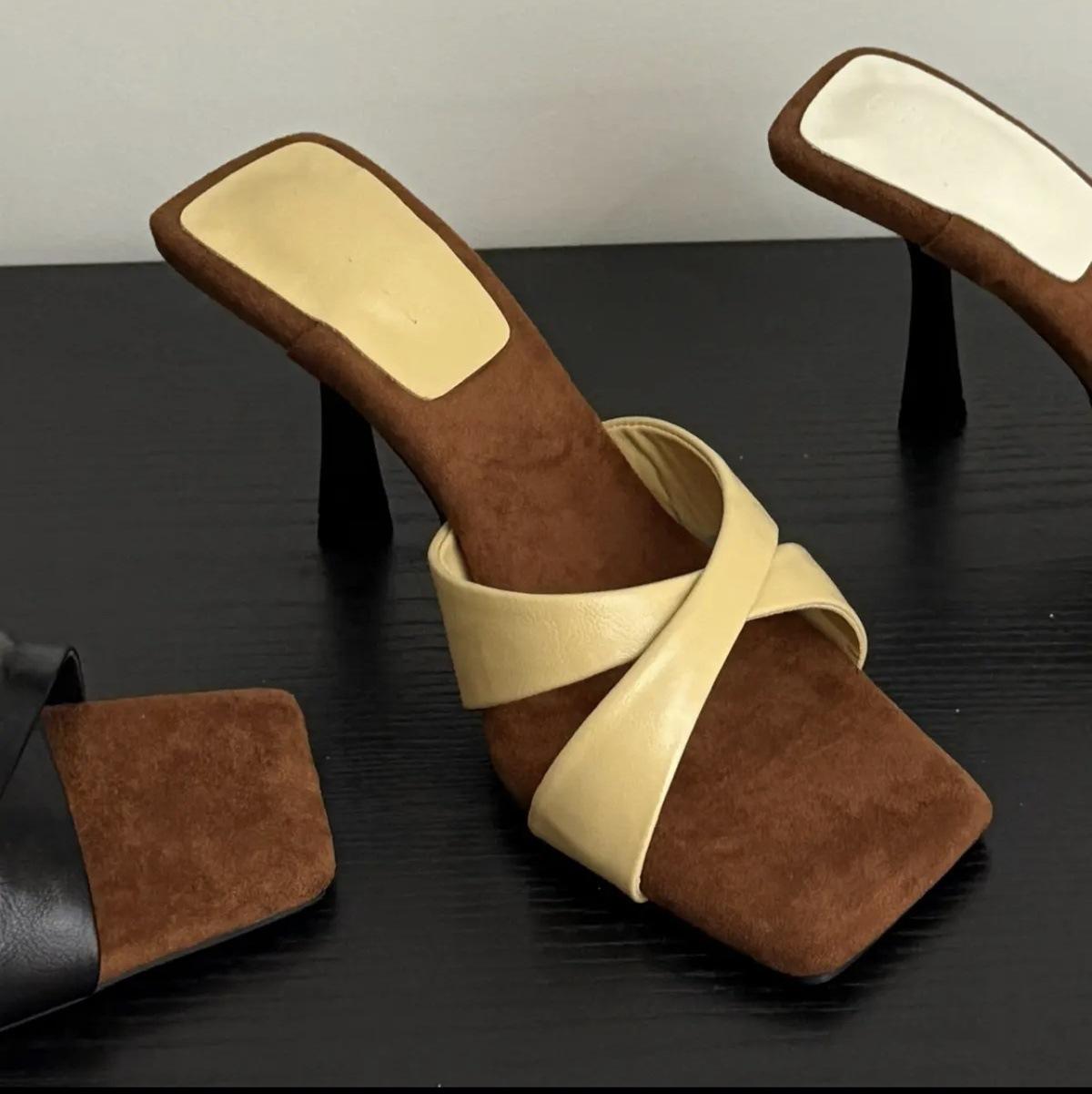 

French white temperament high heels women s summer new stiletto square toe sandals drag 42