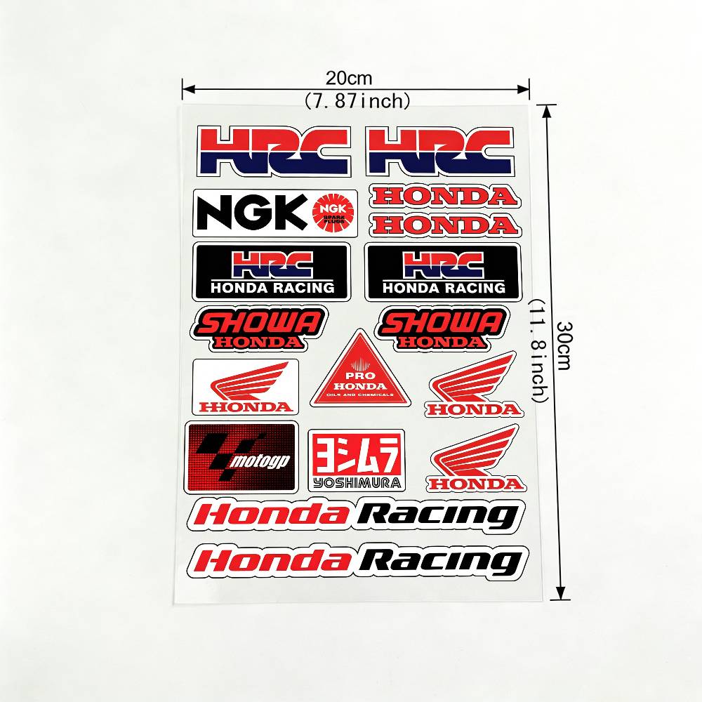 

Laser For Honda Motorcycle Reflective Stickers Waterproof Decals For Helmet Scooter Fuel Tank Toolbox Racing 20x30cm