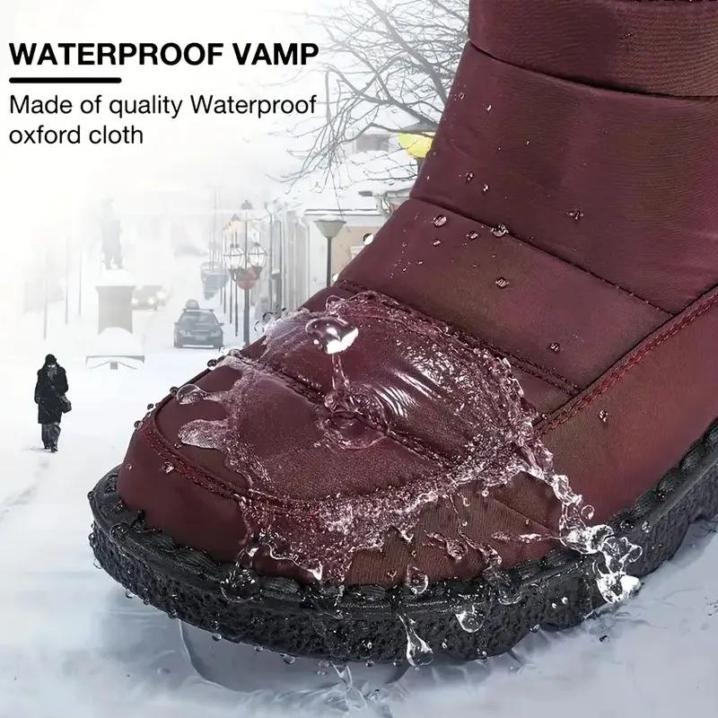 Fashion Plus Size Down Waterproof Snow Boots for Women Winter Thick Plush Warm Cotton Padded Shoes Woman Non Slip Platform Ankle Boots