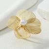 2Pcs/Set Women Necklace Earrings Set Hollow Flower Shape Imitation Pearl Decor Stud Earrings Adjustable