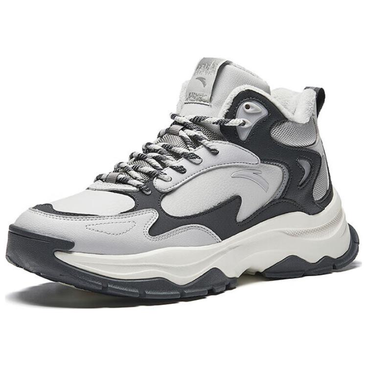 New Anta Borderland Slip Resistant Warm High Top Casual Shoes Men's Gray Black 112448966-3
