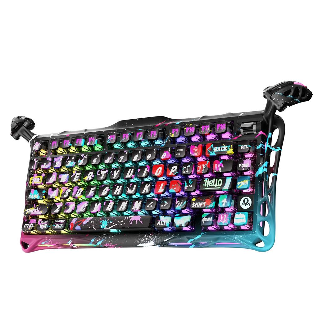 GravaStar Mercury V75 PRO Gaming Keyboard with Tenkeyless Rapid 8000Hz Polling Detachable US Aluminum RGB Manjio Magnetic and Neon Graffiti Design