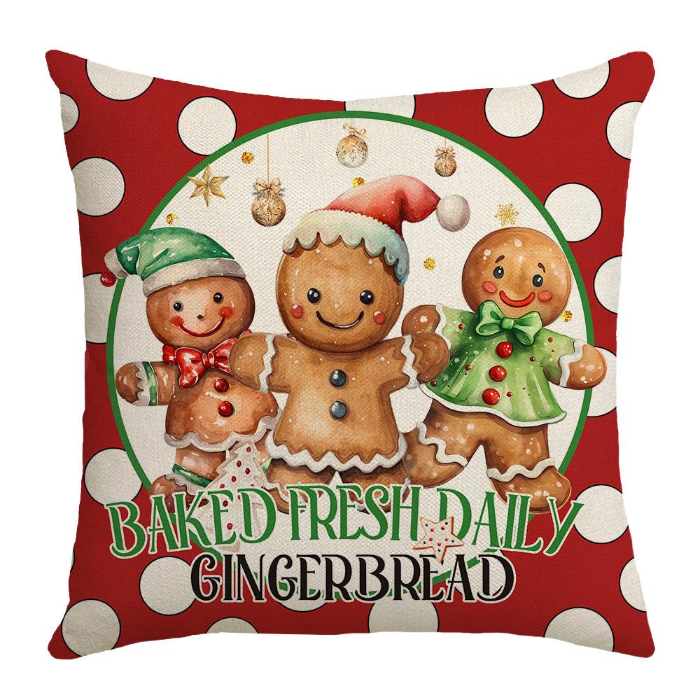 Christmas Atmosphere Illustration Digital Printing Set Home Decoration Sofa Cushion Gingerbread Man Fairy Tale Warmth
