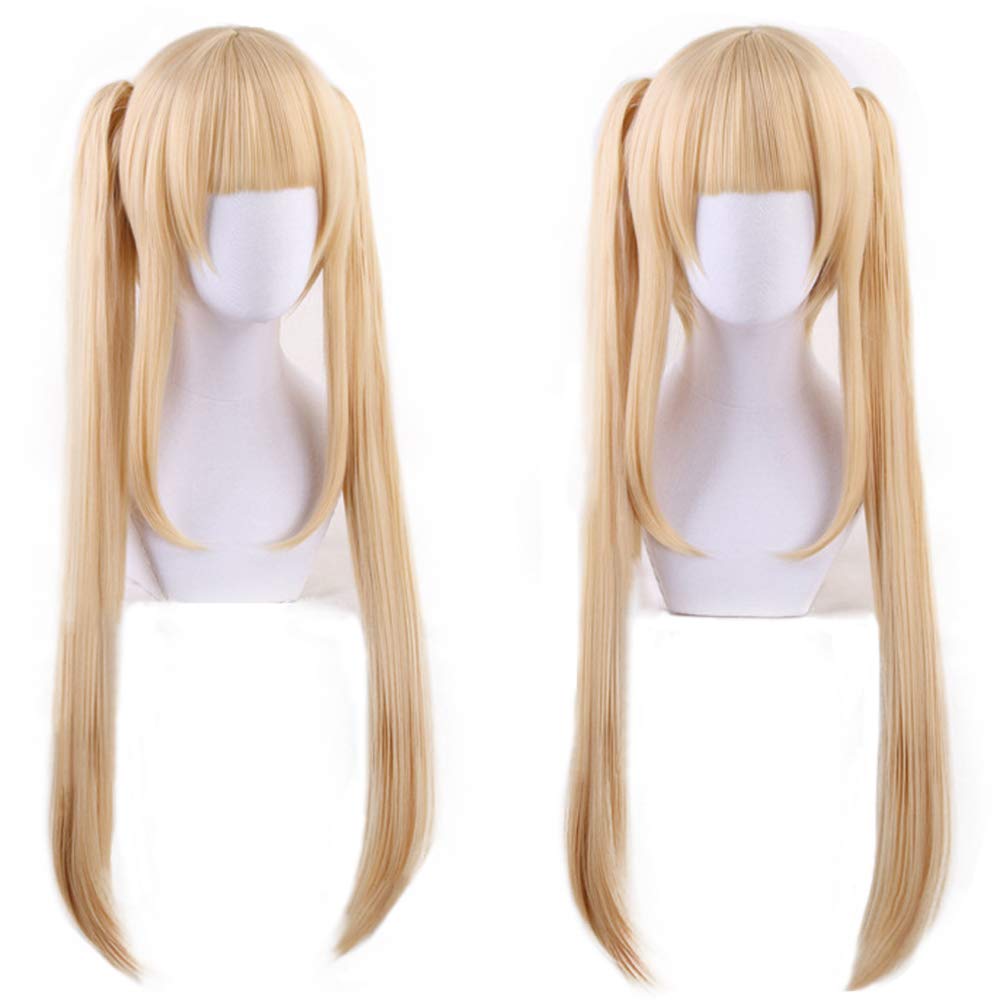 cosplay wig from in twin tails with perfect for parties and disguises 1 bonus item Heat-resistant "Second Castle" corn-colored buns, +