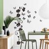 3D Butterfly Wall Stickers Home Decor Black Flower Rattan Living Room Background Room Wall Stickers Dark Fashion Style