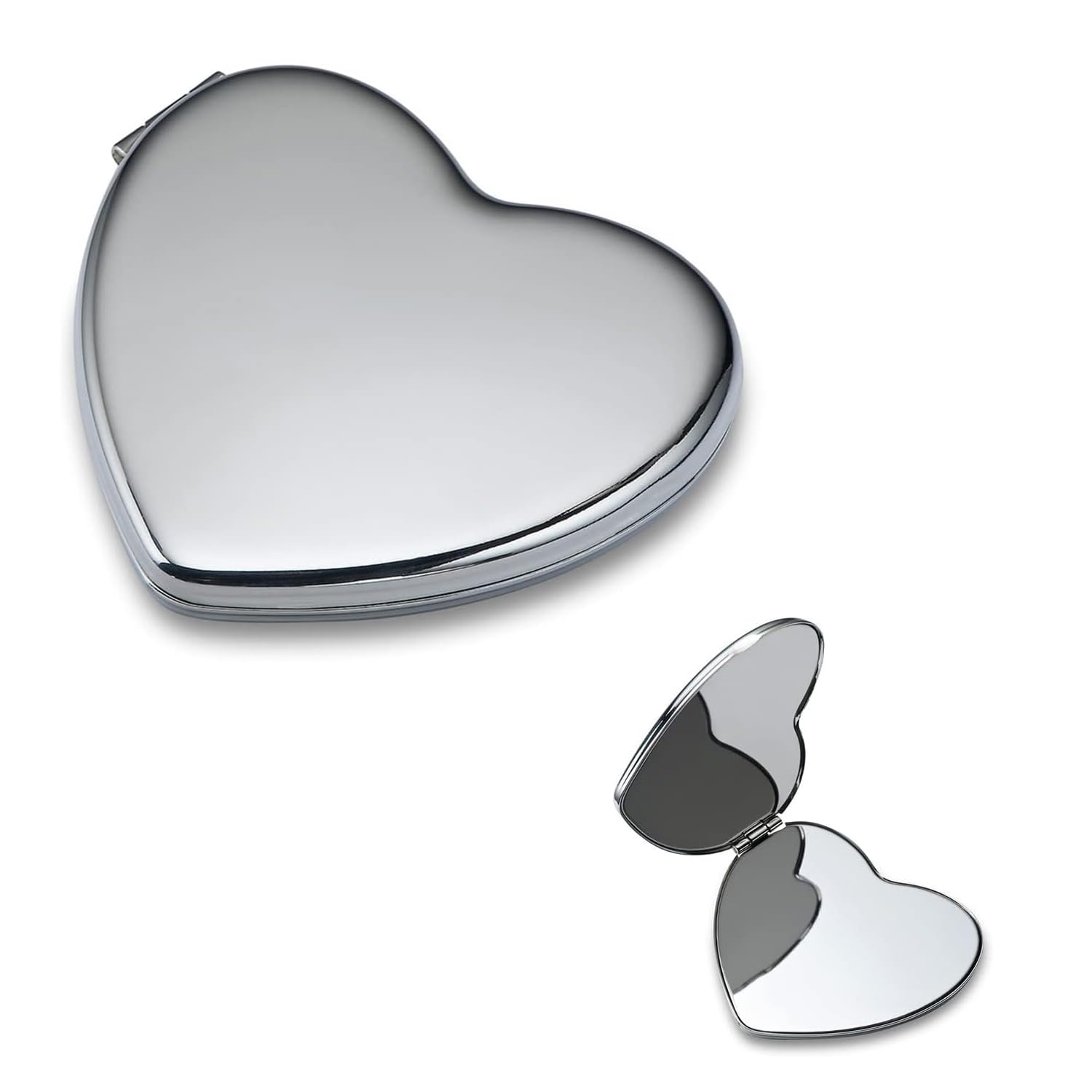 

Heart-shaped compact mirror hand stylish folding unbreakable double-sided stainless steel ultra-lightweight popular (heart-shaped)