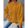 Waffle Grid Kangaroo Pocket Hoodie, Casual Long Sleeve Drawstring Hoodies Sweatshirt, Women's Clothing