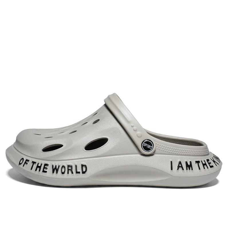 

2024 дырявые туфли мужские повседневные тапочки-мешки летние легкие классные тапочки болотные сандалии мужская пляжная обувь 39 серый