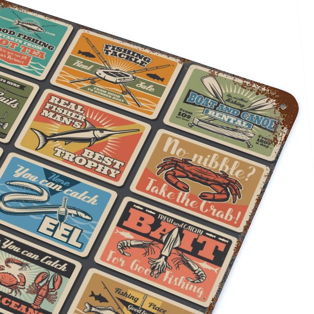 1-Pack vintage distressed metal plaque, 20×30cm and 30×40cm, rustic wall decoration for bar, garage or restaurant