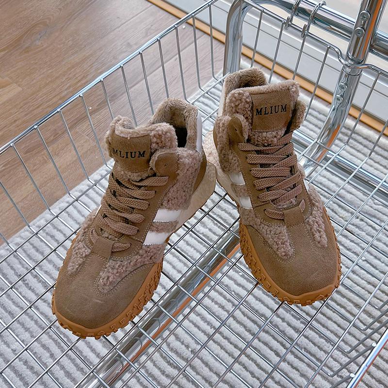 Fashion AIYUQI Female Boots Winter Women Sneaker Shoes Genuine Leather Platform Dexun Shoes Women Color Matching Women Winter Shoes