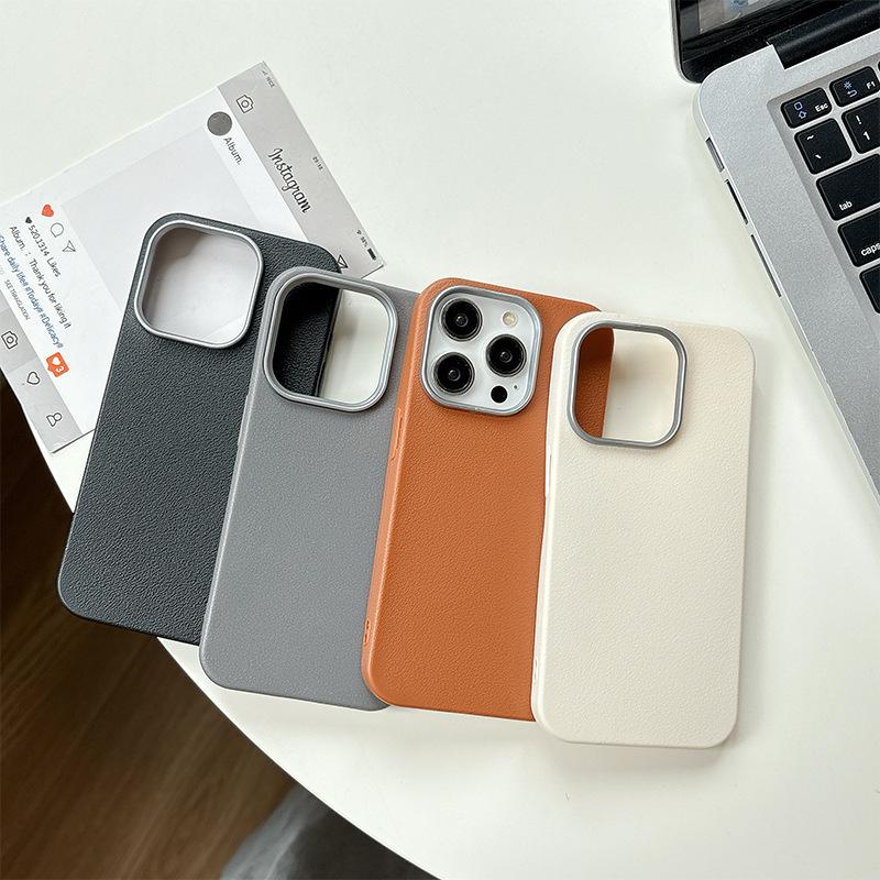 Simple Solid Color Soft Case for IPhone 17 Promax Phone Case for Apple 16 Pro New 14 Leather Pattern