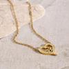 18k Gold Stainless Steel Heart MOM Necklace with Rhinestones, 45+5cm
