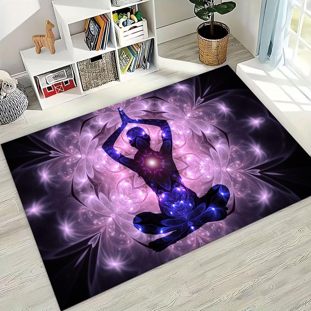Bohemia Yoga Chakra Mandala Spirit Meditation Rug for Bedroom Living Room Sofa Home Doormat Decor,Large Kids Non-slip Floor Mat