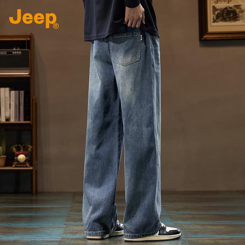 JEEP Men's Loose Straight Leg High Street Jeans