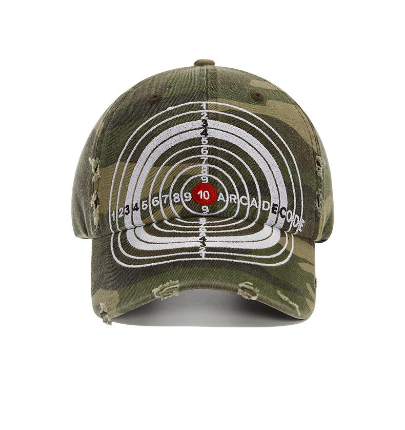 

Кепка бейсболка с эффектом потертости: Трендовая ручная текстура, утиный нос в уличном хип-хоп стиле Adjustable камуфляжный