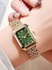 Fashion Entry Luxury Small Square No Number Dial Alloy Strap Women Quartz Watch Bracelet 5 Piece Set for Thanksgiving Christmas