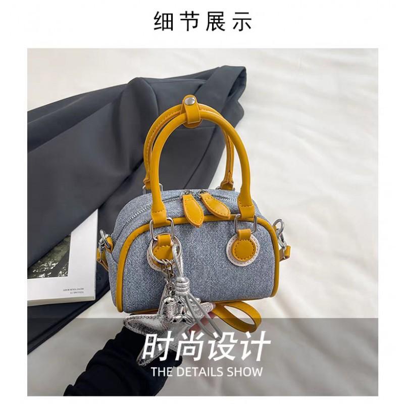 Denim Cloth Bag Women Fashionable Niche Design Cross-body Korean Style Ins Handheld Bowling