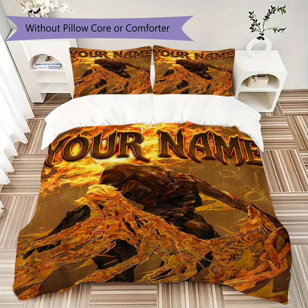 Custom Name Elden Ring Pattern Bedding Uilt Set Uilt Cover Pillowcase Home Decoration Birthday Gift (1*duvet Cover+2*pillowcase Without Core)