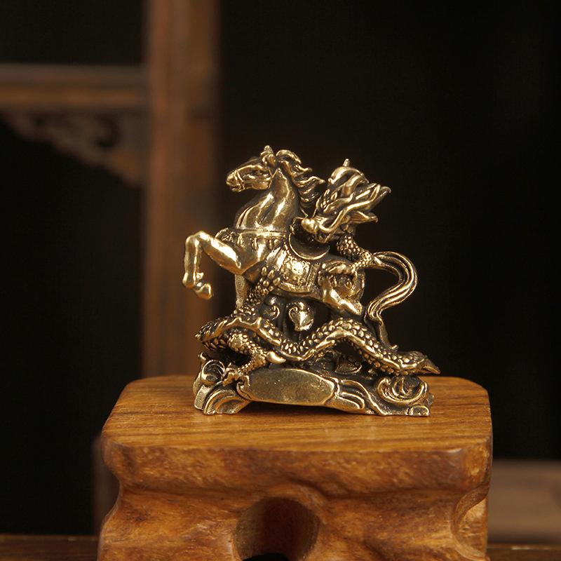 1 Stück Messing Pferdefigur 2026 Jahr des Pferdes Feng Shui Schreibtischdekoration Kind reitet Home Office Miniatur Geschenk