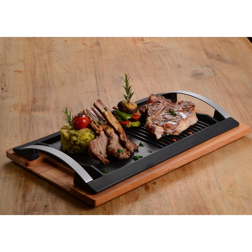 Lava Cast Iron Rectangle Hot Plate Griddles. Dual Handle, 48X26cm.